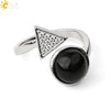 Minimalist Geometric Crystal Ring Adjustable Open Band Fashion Micro Inlaid Exquisite Unisex Jewelry