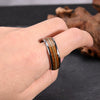 Minimalist Geometric Curved Tungsten Steel Ring With Goldtone Inlaid Line Electroplated Unisex Jewelry
