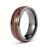 Minimalist Geometric Curved Tungsten Steel Ring With Goldtone Inlaid Line Electroplated Unisex Jewelry