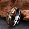Minimalist Geometric Curved Tungsten Steel Ring With Goldtone Inlaid Line Electroplated Unisex Jewelry