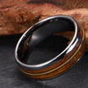 Minimalist Geometric Curved Tungsten Steel Ring With Goldtone Inlaid Line Electroplated Unisex Jewelry