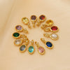 Minimalist Geometric December Birthstone Rhinestone Pendant In 316 Stainless Steel With Colorful Pearl Detail And Electroplated Finish