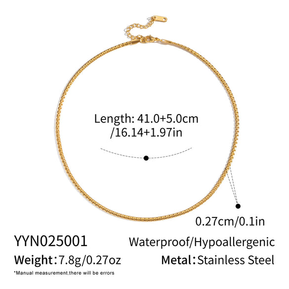Minimalist Geometric Electroplated Stainless Steel Chain Necklace And Bracelet Set For Unisex