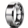 Minimalist Geometric Flat Band Ring In Tungsten Steel Fully Polished Electroplated Finish Unisex Matching Couple Rings