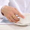 Minimalist Geometric Frosted Stainless Steel Rings With Double Beveled Edges And Electroplated Finish Wholesale
