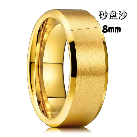 Minimalist Geometric Frosted Tungsten Steel Couple Rings With Double Beveled Edges And Electroplated Finish For Unisex Jewelry