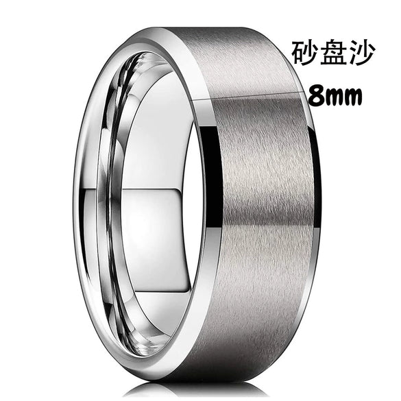 Minimalist Geometric Frosted Tungsten Steel Couple Rings With Double Beveled Edges And Electroplated Finish For Unisex Jewelry