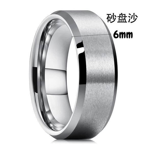 Minimalist Geometric Frosted Tungsten Steel Couple Rings With Double Beveled Edges And Electroplated Finish For Unisex Jewelry