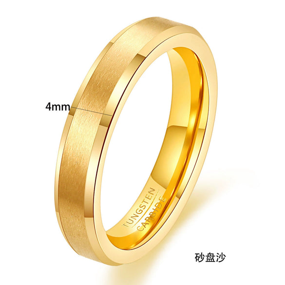 Minimalist Geometric Frosted Tungsten Steel Couple Rings With Double Beveled Edges And Electroplated Finish For Unisex Jewelry