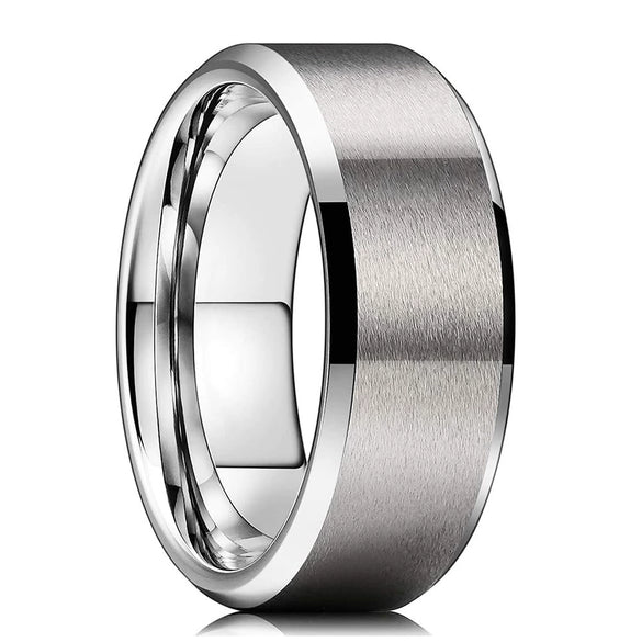 Minimalist Geometric Frosted Tungsten Steel Couple Rings With Double Beveled Edges And Electroplated Finish For Unisex Jewelry