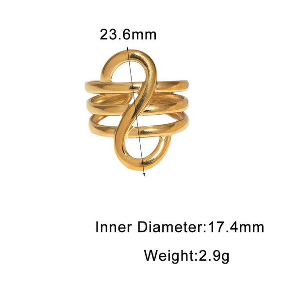 Minimalist Geometric Gold Electroplated Stainless Steel Non Fading Open Ring For Women