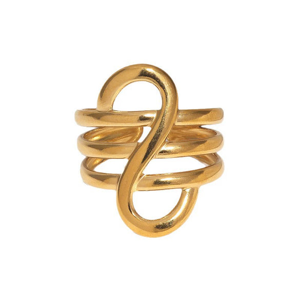 Minimalist Geometric Gold Electroplated Stainless Steel Non Fading Open Ring For Women