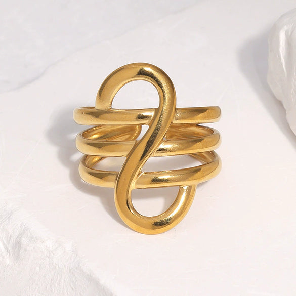 Minimalist Geometric Gold Electroplated Stainless Steel Non Fading Open Ring For Women