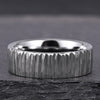 Minimalist Geometric Hammered Flat Band Ring In Naturaltone Electroplated Tungsten Steel For Men And Women