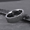 Minimalist Geometric Hammered Flat Band Ring In Naturaltone Electroplated Tungsten Steel For Men And Women