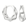 Minimalist Geometric Irregular Concave Convex Ear Cuff Earrings With Silver Needle And Copper Textured Round Electroplated Design