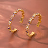 Minimalist Geometric Irregular Stainless Steel Bracelet With Zircon And Rhinestone Accents Elegant Plated Fashion Jewelry