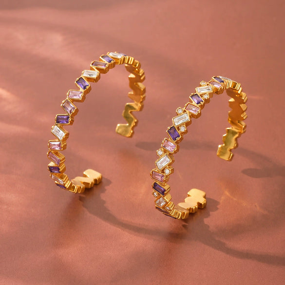 Minimalist Geometric Irregular Stainless Steel Bracelet With Zircon And Rhinestone Accents Elegant Plated Fashion Jewelry