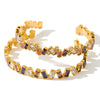 Minimalist Geometric Irregular Stainless Steel Bracelet With Zircon And Rhinestone Accents Elegant Plated Fashion Jewelry
