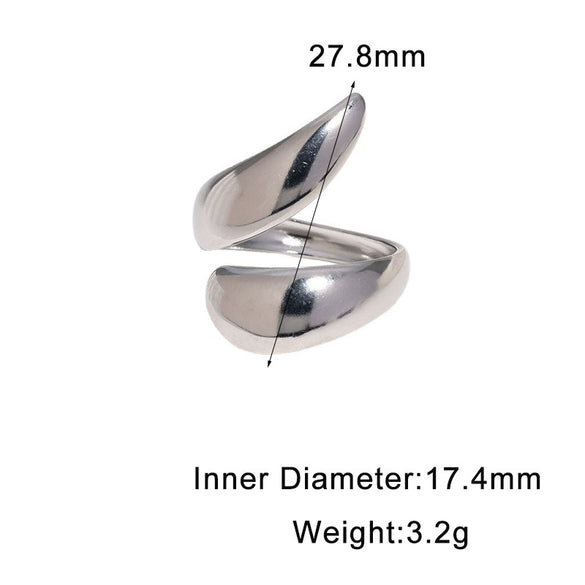 Minimalist Geometric Irregular Stainless Steel Open Ring For Women With Electroplated Finish And Thick Line Design