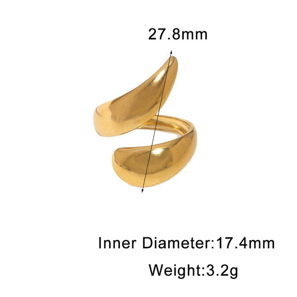 Minimalist Geometric Irregular Stainless Steel Open Ring For Women With Electroplated Finish And Thick Line Design