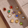 Minimalist Geometric Jewelry Accessories Stainless Steel 18K Gold Plated Square Glass Pendant For Women