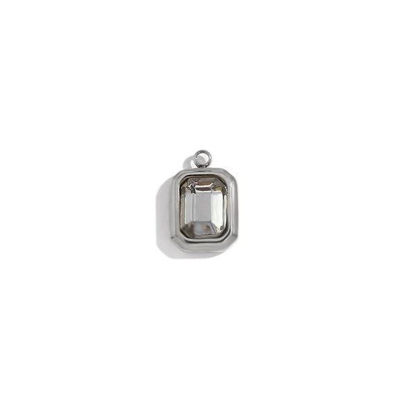 Minimalist Geometric Jewelry Accessories Stainless Steel 18K Gold Plated Square Glass Pendant For Women