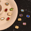 Minimalist Geometric Jewelry Accessories Stainless Steel 18K Gold Plated Square Glass Pendant For Women