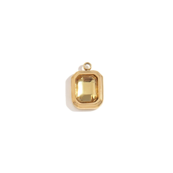 Minimalist Geometric Jewelry Accessories Stainless Steel 18K Gold Plated Square Glass Pendant For Women