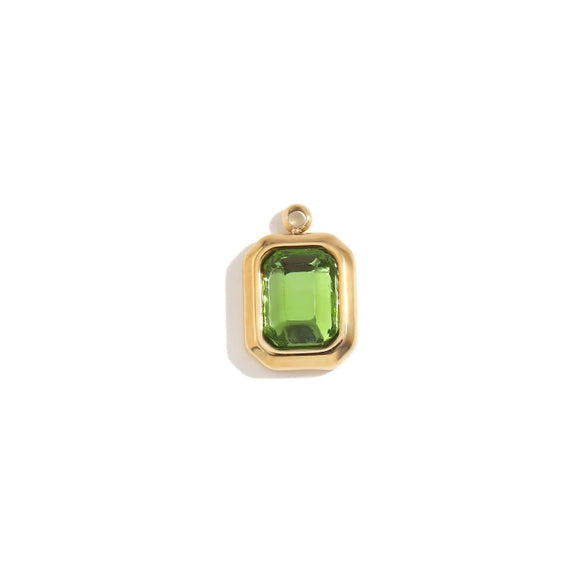 Minimalist Geometric Jewelry Accessories Stainless Steel 18K Gold Plated Square Glass Pendant For Women