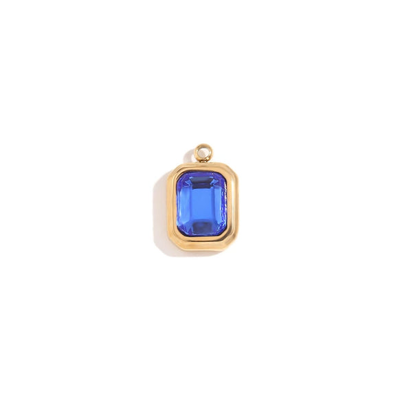 Minimalist Geometric Jewelry Accessories Stainless Steel 18K Gold Plated Square Glass Pendant For Women