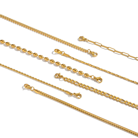 Minimalist Geometric 18K Real Gold Plated Regular Chain Necklace For Women