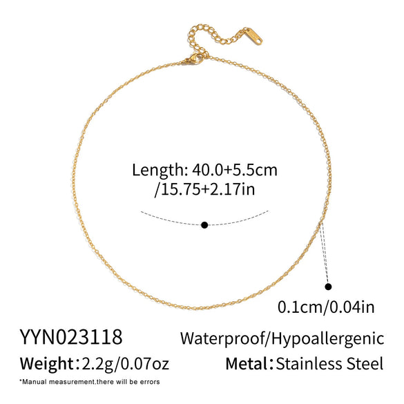 Minimalist Geometric 18K Real Gold Plated Regular Chain Necklace For Women