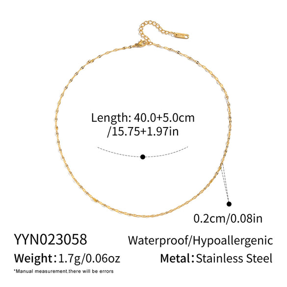 Minimalist Geometric 18K Real Gold Plated Regular Chain Necklace For Women