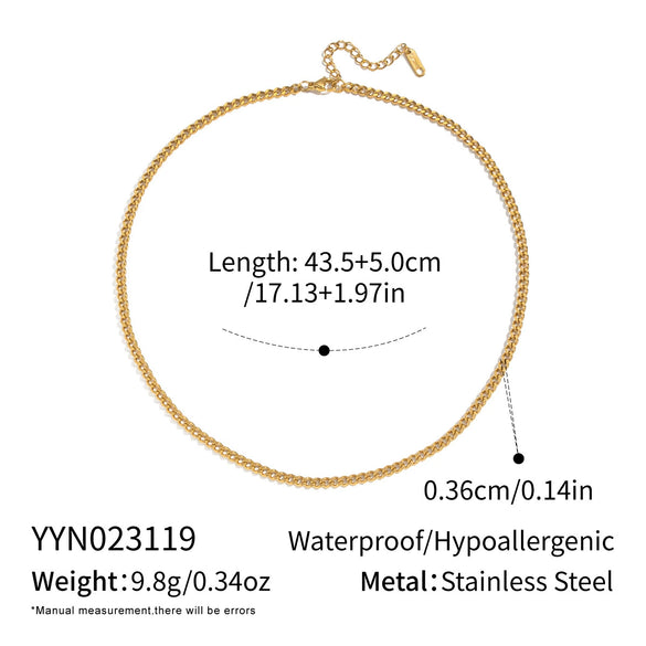 Minimalist Geometric 18K Real Gold Plated Regular Chain Necklace For Women