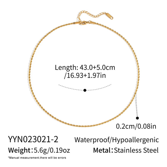 Minimalist Geometric 18K Real Gold Plated Regular Chain Necklace For Women