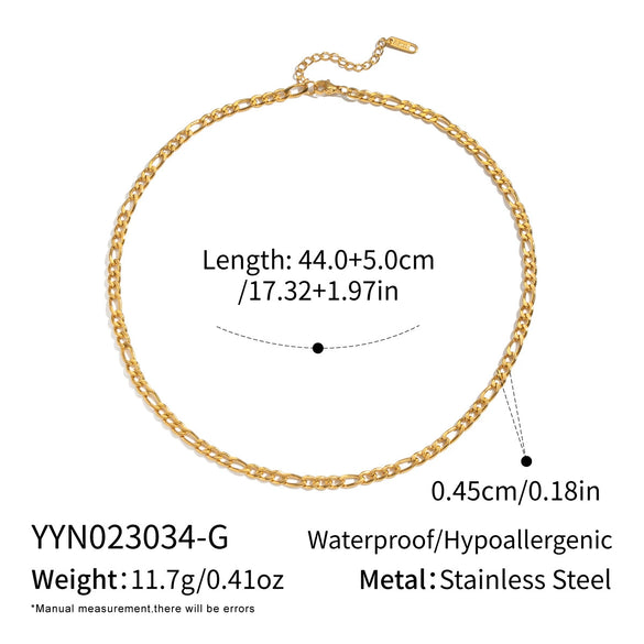 Minimalist Geometric 18K Real Gold Plated Regular Chain Necklace For Women