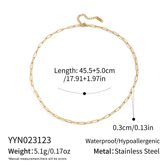 Minimalist Geometric 18K Real Gold Plated Regular Chain Necklace For Women