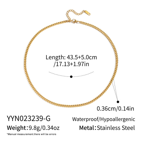 Minimalist Geometric 18K Real Gold Plated Regular Chain Necklace For Women