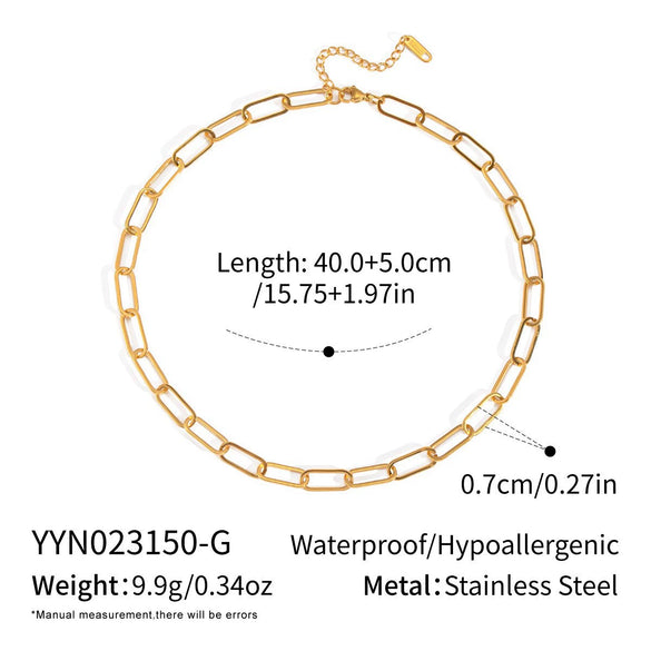 Minimalist Geometric 18K Real Gold Plated Regular Chain Necklace For Women