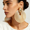 Minimalist Geometric Layered Copper Drop Earrings With Intertwined Studs Exaggerated Round Pendants And Electroplated Finish For Women