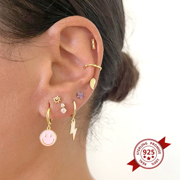 Minimalist Geometric Lightning Drop Earrings For Women With Silver Needle And Copper Electroplated Fashion Earrings