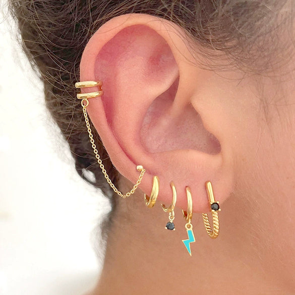 Minimalist Geometric Lightning Drop Earrings For Women With Silver Needle And Copper Electroplated Fashion Earrings