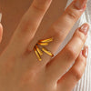 Minimalist Geometric Line Open Ring For Women Gold Electroplated Stainless Steel Jewelry
