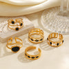 Minimalist Geometric Line Open Ring With Oil Drip Detail And Gold Tone Electroplated Stainless Steel Jewelry For Women