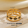 Minimalist Geometric Line Open Ring With Oil Drip Detail And Gold Tone Electroplated Stainless Steel Jewelry For Women