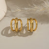 Minimalist Geometric Line Stainless Steel Earrings With 18K Gold Electroplated Finish For Women