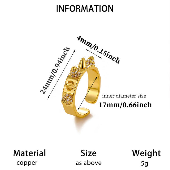 Minimalist Geometric Open Ring For Women Goldplated Copper Ring With Sparkling Diamond Details Wholesale Fashion Jewelry
