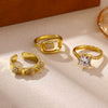 Minimalist Geometric Open Ring For Women Goldplated Copper Ring With Sparkling Diamond Details Wholesale Fashion Jewelry