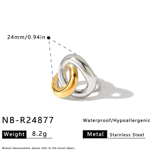 Minimalist Geometric Open Ring For Women Stainless Steel Vacuum Plated Fashion Jewelry